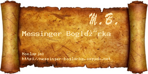 Messinger Boglárka névjegykártya